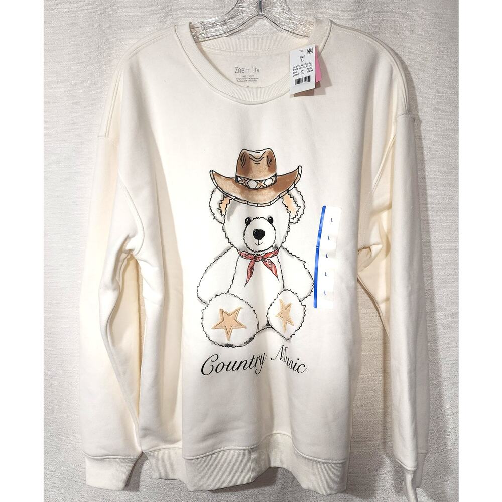 Cowboy teddy bear women's Large sweatshirt by Zoe Liv